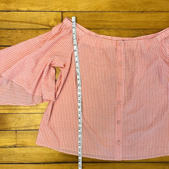 Lane Bryant Off The Shoulder Striped Handkerchief Sleeve Blouse, Size 18/20 - Picture 9 of 10